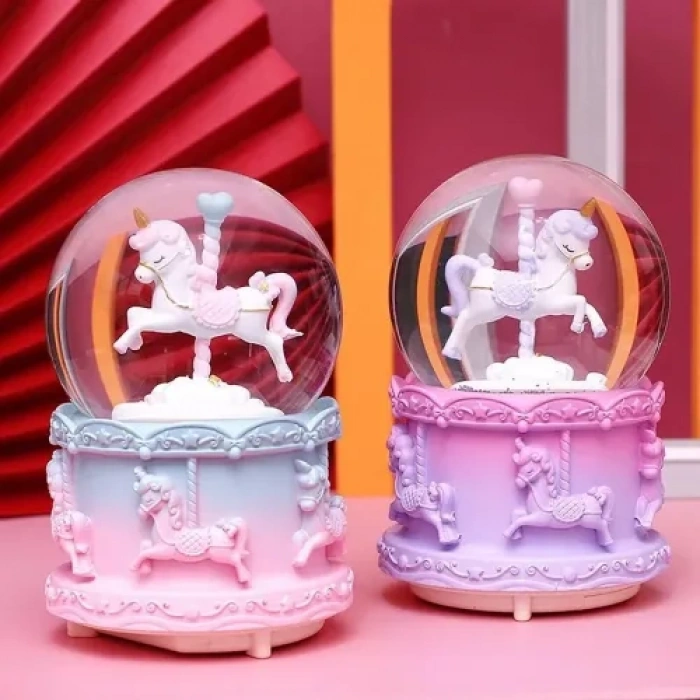 Hubrendy Emin Mini Boy Işıklı Unicorn Kar Küresi