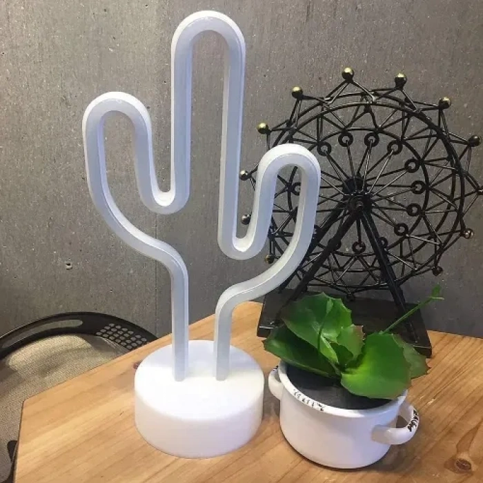 Hubrendy Emin Neon Işıklı Kaktüs Masa Gece Lambası