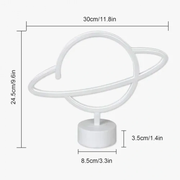 Hubrendy Emin Neon Işıklı Satürn Lamba (Pil + USB)