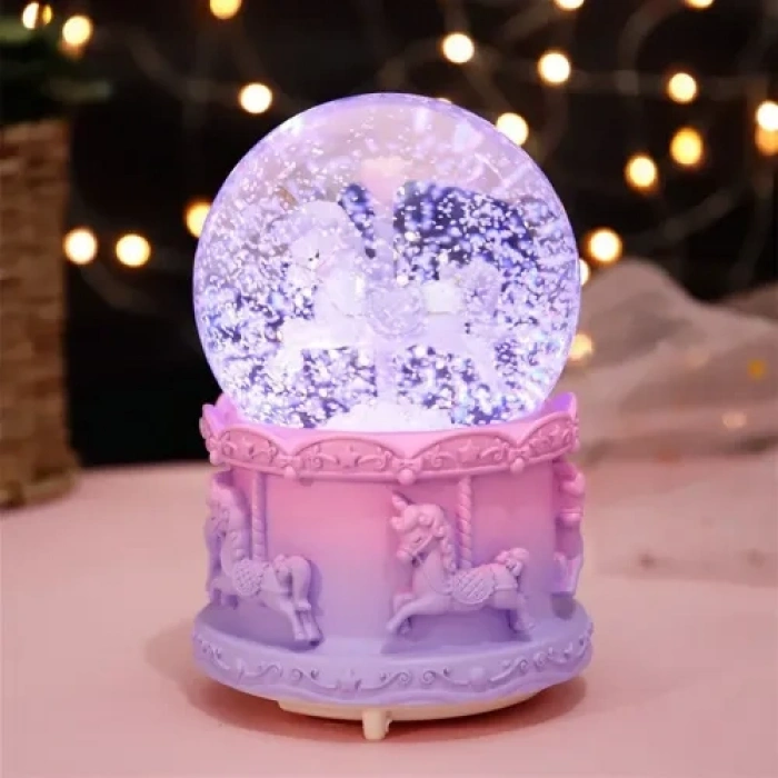Hubrendy Emin Orta Boy Işıklı Unicorn Kar Küresi