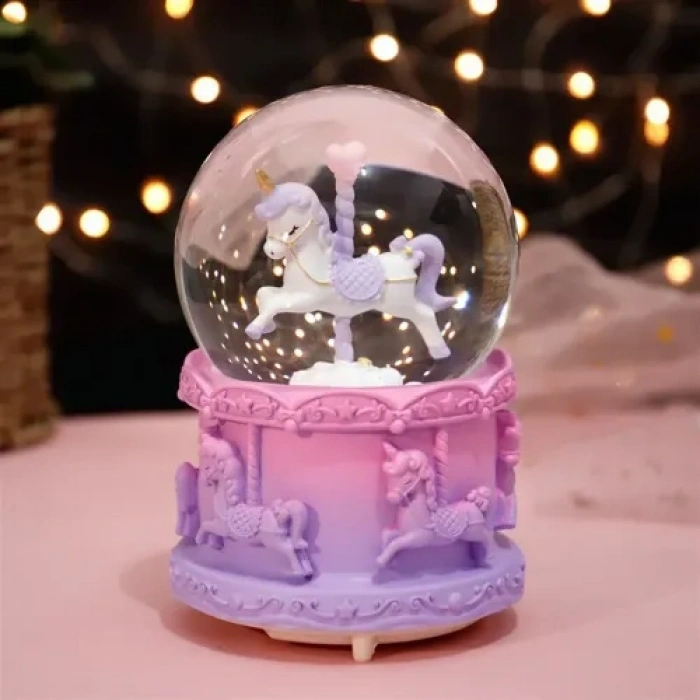 Hubrendy Emin Orta Boy Işıklı Unicorn Kar Küresi