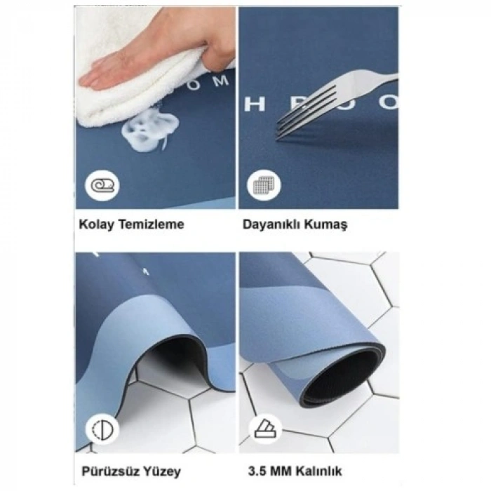 Hubrendy Emin Oval Süper Emici Banyo Paspası