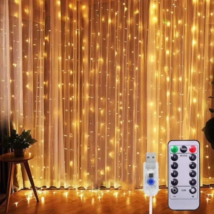 Hubrendy Emin Peri Perde Led 3*3m 300 Led Gün Işığı