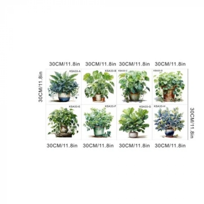 Hubrendy Emin Saksılı Çiçek Tasarımlı 8li Sticker MC-480A