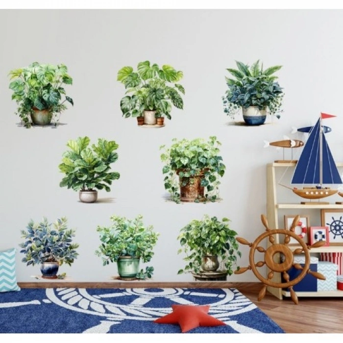 Hubrendy Emin Saksılı Çiçek Tasarımlı 8li Sticker MC-480A