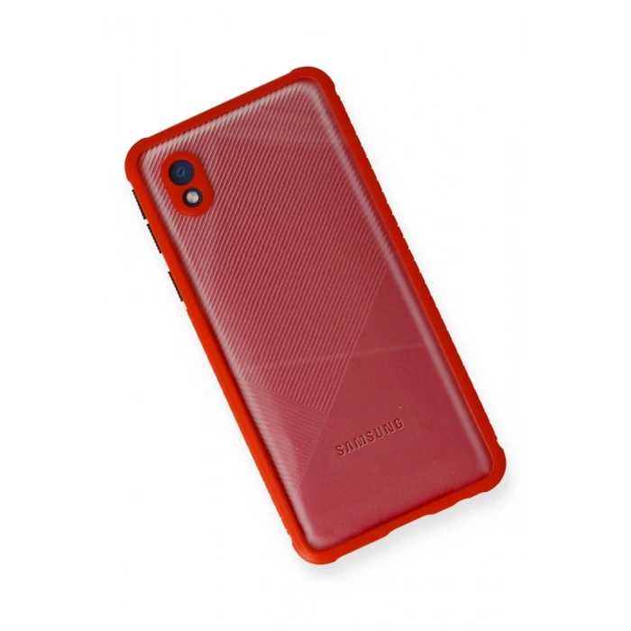 Hubrendy Bez Samsung Galaxy A01 Core Kılıf Miami Şeffaf Silikon - Kırmızı
