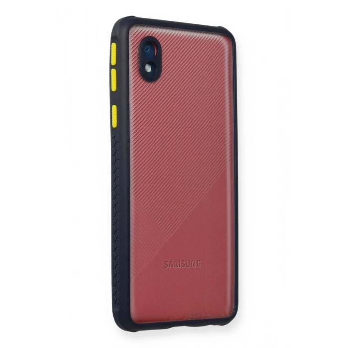 Hubrendy Bez Samsung Galaxy A01 Core Kılıf Miami Şeffaf Silikon - Lacivert
