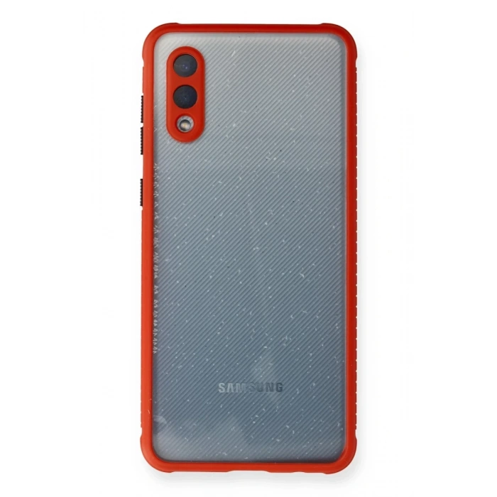 Hubrendy Bez Samsung Galaxy A02 Kılıf Miami Şeffaf Silikon - Kırmızı