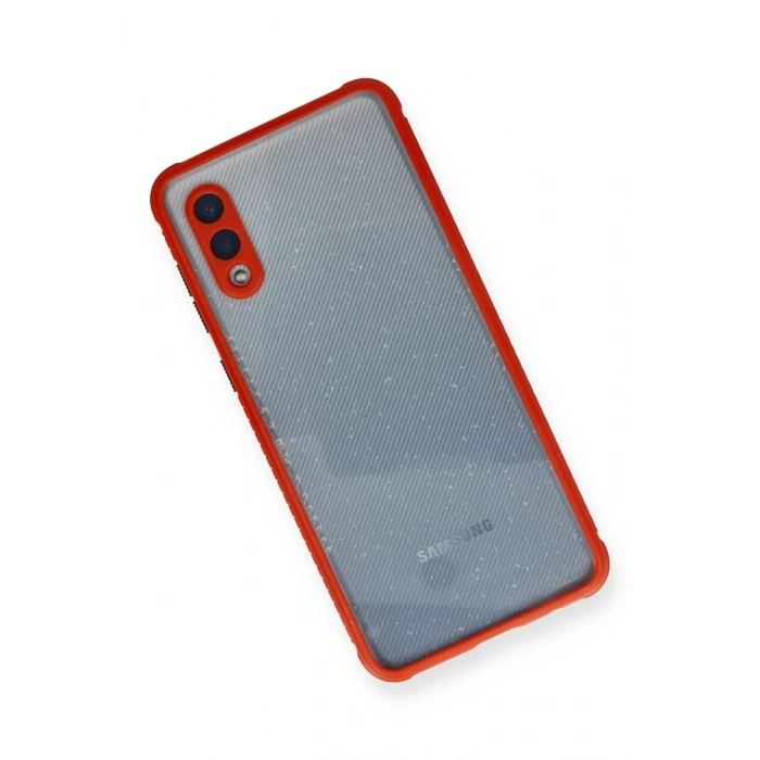 Hubrendy Bez Samsung Galaxy A02 Kılıf Miami Şeffaf Silikon - Kırmızı