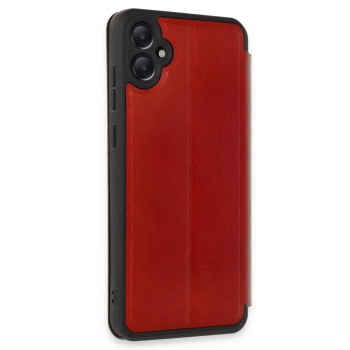 Hubrendy Bez Samsung Galaxy A05 Kılıf Flip Cover - Kırmızı