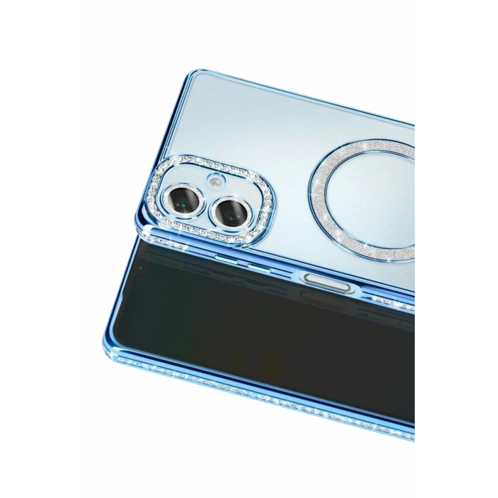 Hubrendy Bez Samsung Galaxy A07 4G Joke Simli Magneticsafe Kılıf - Mavi