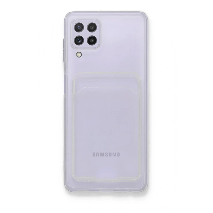 Hubrendy Bez Samsung Galaxy A22 Kılıf Kart Şeffaf Silikon - Şeffaf