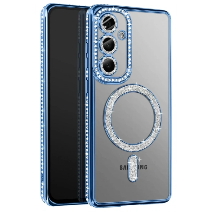 Hubrendy Bez Samsung Galaxy A37 5G Joke Simli Magneticsafe Kılıf - Mavi