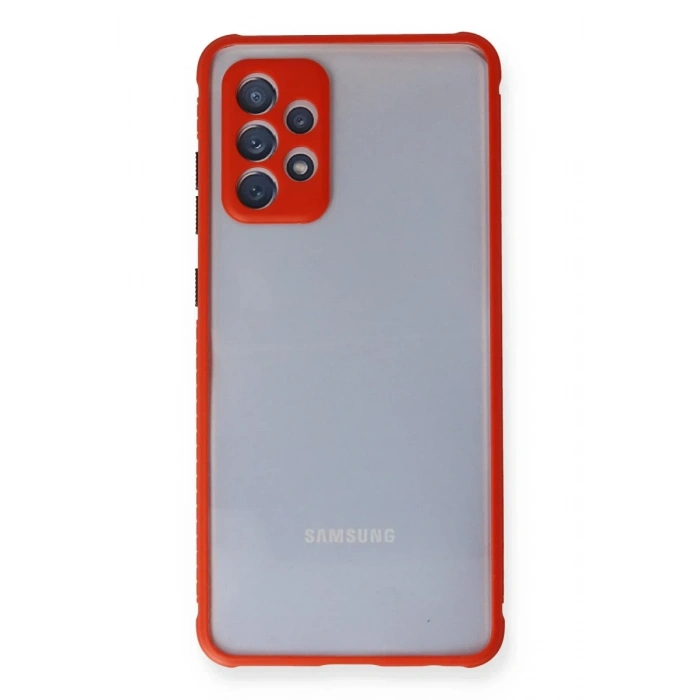 Hubrendy Bez Samsung Galaxy A72 Kılıf Miami Şeffaf Silikon - Kırmızı