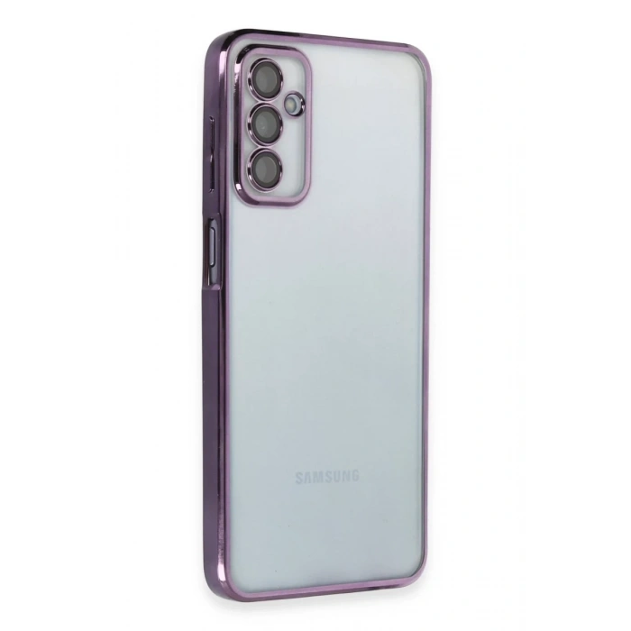 Hubrendy Bez Samsung Galaxy M23 Kılıf Lensli Silikon - Mor