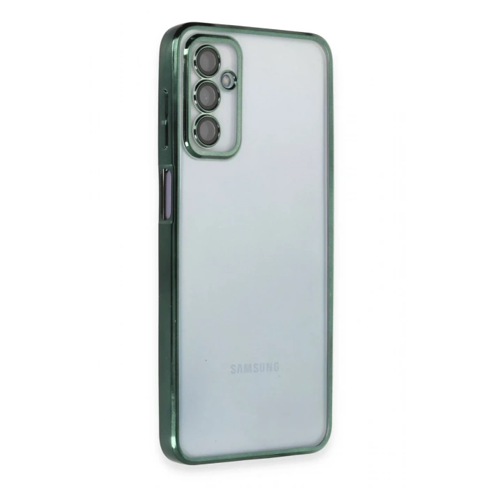 Hubrendy Bez Samsung Galaxy M23 Kılıf Lensli Silikon - Yeşil