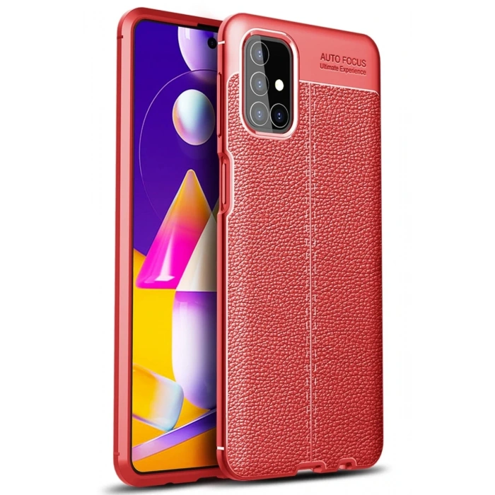 Hubrendy Bez Samsung Galaxy M31S Kılıf Auto Focus Kapak - Kırmızı