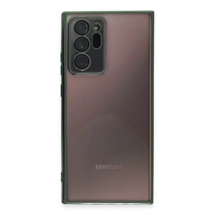 Hubrendy Bez Samsung Galaxy Note 20 Ultra Kılıf Lensli Silikon - Yeşil