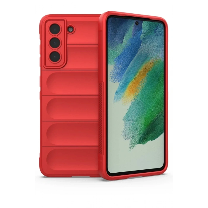Hubrendy Bez Samsung Galaxy S22 Plus Kılıf Optimum Silikon - Kırmızı