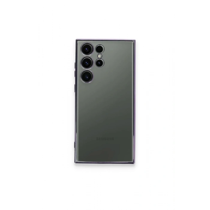 Hubrendy Bez Samsung Galaxy S23 Ultra Kılıf Lensli Silikon - Mor