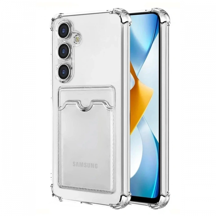 Hubrendy Bez Samsung Galaxy S24 Plus Kılıf Kart Şeffaf Silikon - Şeffaf