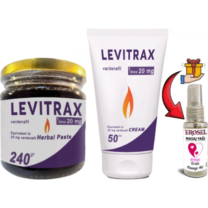 Hubrendy Bez Helsol 240GR Levitrax Macun + 50 ml Levitrax Krem: Erkeklerin Performanslarına Özel Set + Hediye Erosel Masaj Yağı