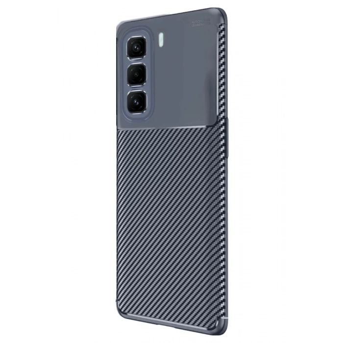 Hubrendy Bez İnfinix Hot 50 Pro Plus 4G Auto Focus Karbon Kapak - Lacivert