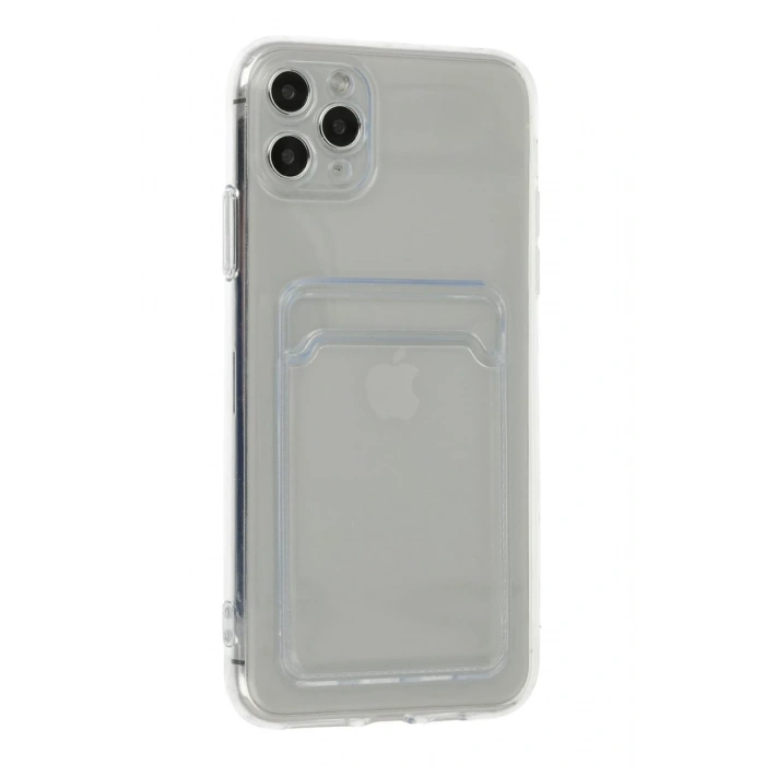 Hubrendy Bez Apple iPhone 11 Pro Max Kılıf Kart Şeffaf Silikon - Şeffaf