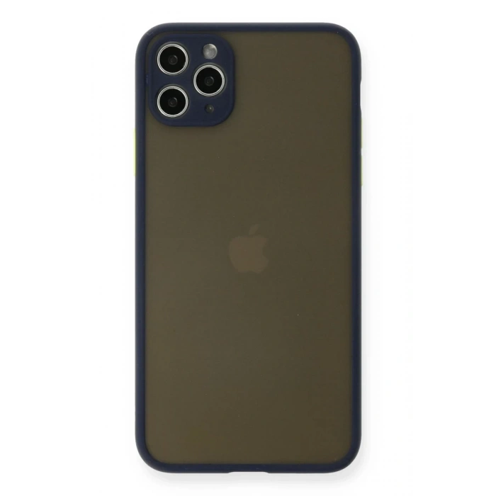 Hubrendy Bez Apple iPhone 11 Pro Max Kılıf Montreal Silikon Kapak - Lacivert