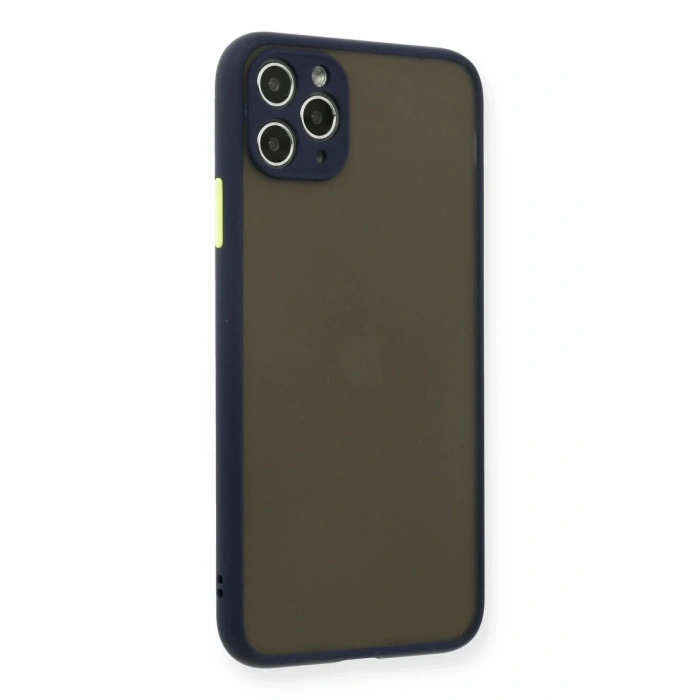 Hubrendy Bez Apple iPhone 11 Pro Max Kılıf Montreal Silikon Kapak - Lacivert