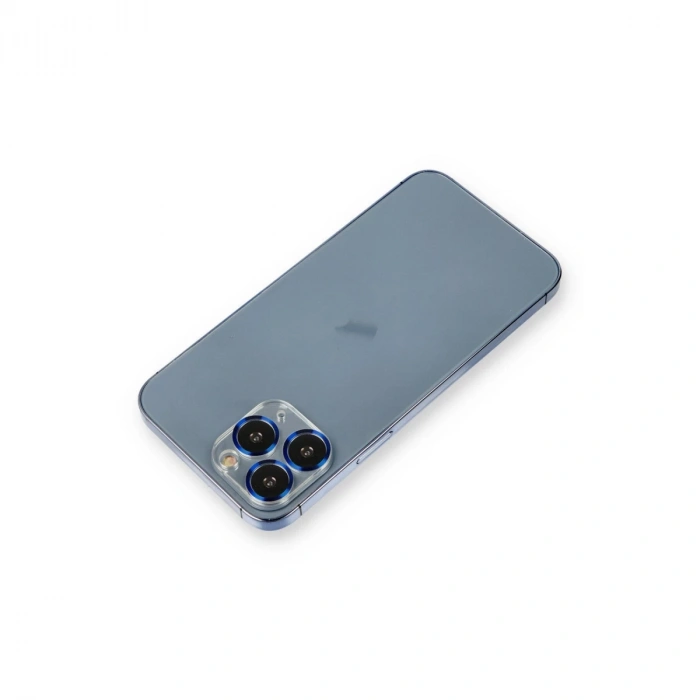 Hubrendy Bez Apple iPhone 11 Pro Max Metal Kamera Lens Koruma Cam - Mavi