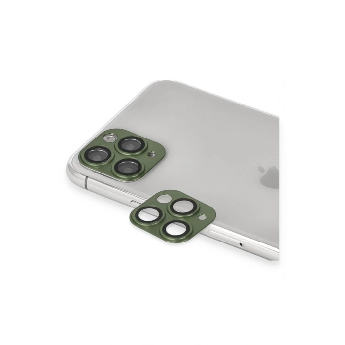 Hubrendy Bez Apple iPhone 11 Pro Max Pers Alüminyum Kamera Lens - Yeşil