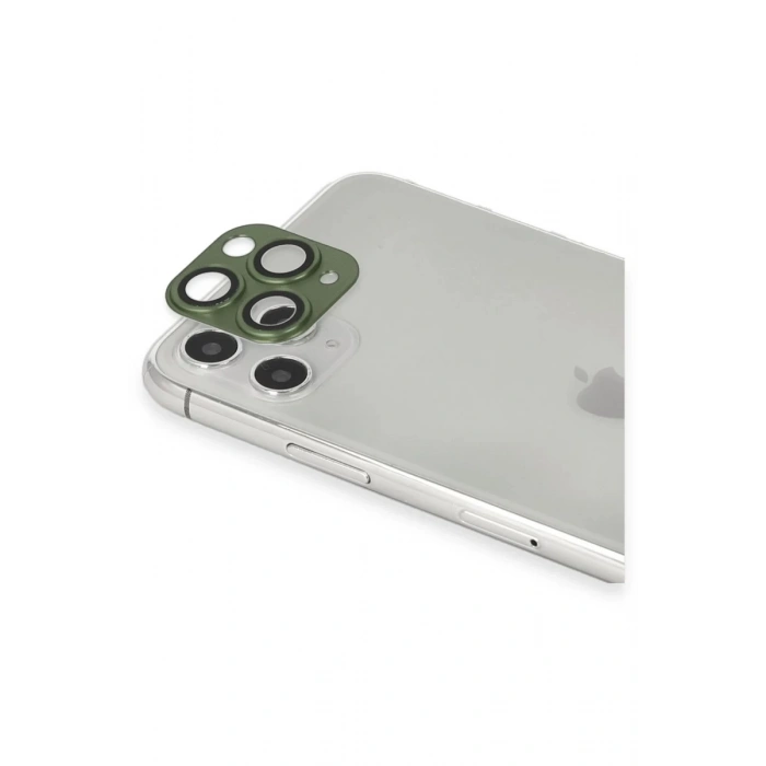 Hubrendy Bez Apple iPhone 11 Pro Max Pers Alüminyum Kamera Lens - Yeşil