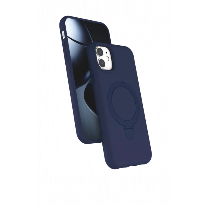 Hubrendy Bez Apple iPhone 11 Regal Magsafe Standlı Kapak - Lacivert