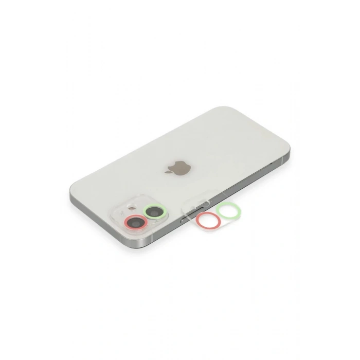 Hubrendy Bez Apple iPhone 11 Renkli Kamera Lens Koruma Cam - Yeşil-Pembe