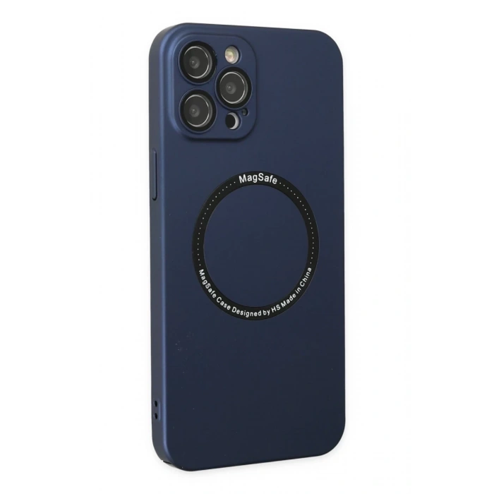 Hubrendy Bez Apple iPhone 12 Pro Kılıf Jack Magneticsafe Lens Silikon - Lacivert
