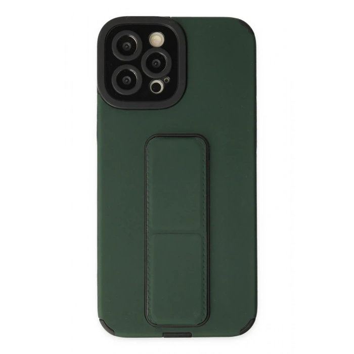 Hubrendy Bez Apple iPhone 12 Pro Max Kılıf Mega Standlı Silikon - Yeşil