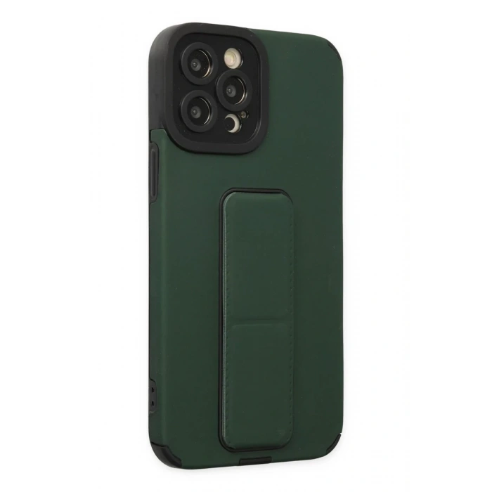 Hubrendy Bez Apple iPhone 12 Pro Max Kılıf Mega Standlı Silikon - Yeşil