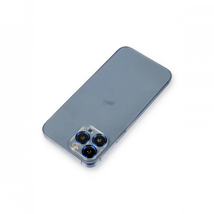 Hubrendy Bez Apple iPhone 12 Pro Metal Kamera Lens Koruma Cam - Mavi