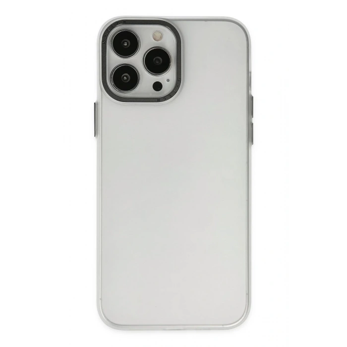 Hubrendy Bez Apple iPhone 13 Pro Max Kılıf Modos Metal Kapak - Şeffaf