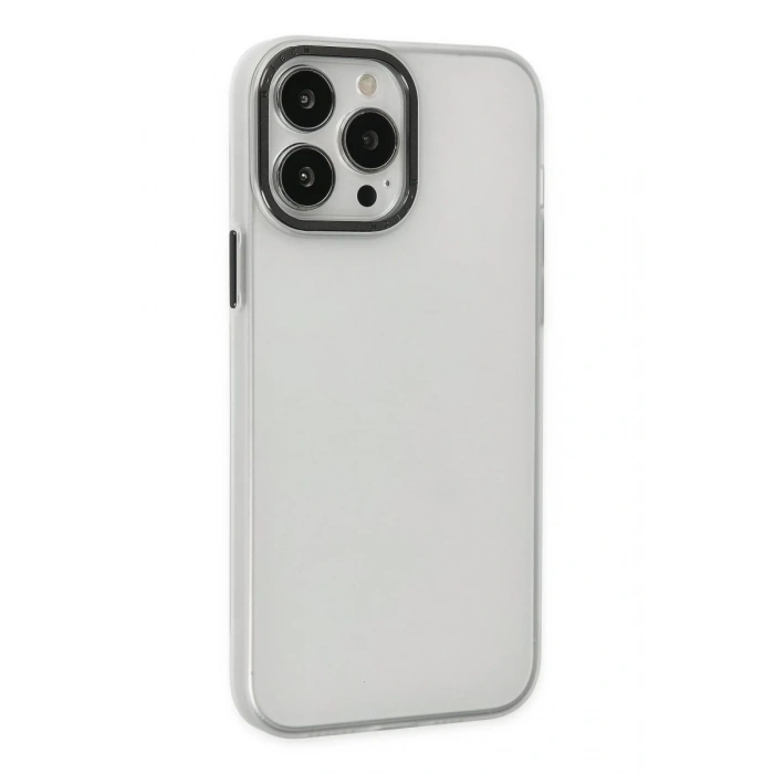 Hubrendy Bez Apple iPhone 13 Pro Max Kılıf Modos Metal Kapak - Şeffaf