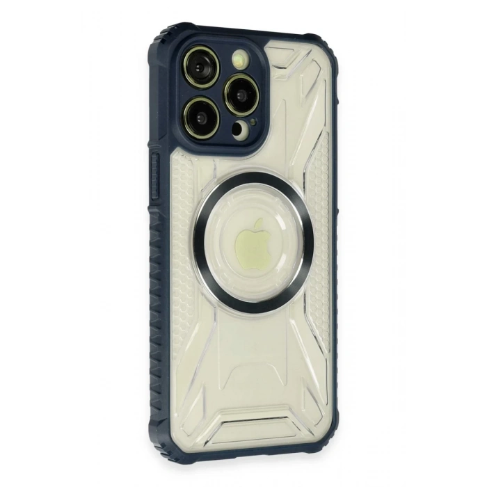 Hubrendy Bez Apple iPhone 13 Pro Max Kılıf Prag Magneticsafe Kapak - Lacivert