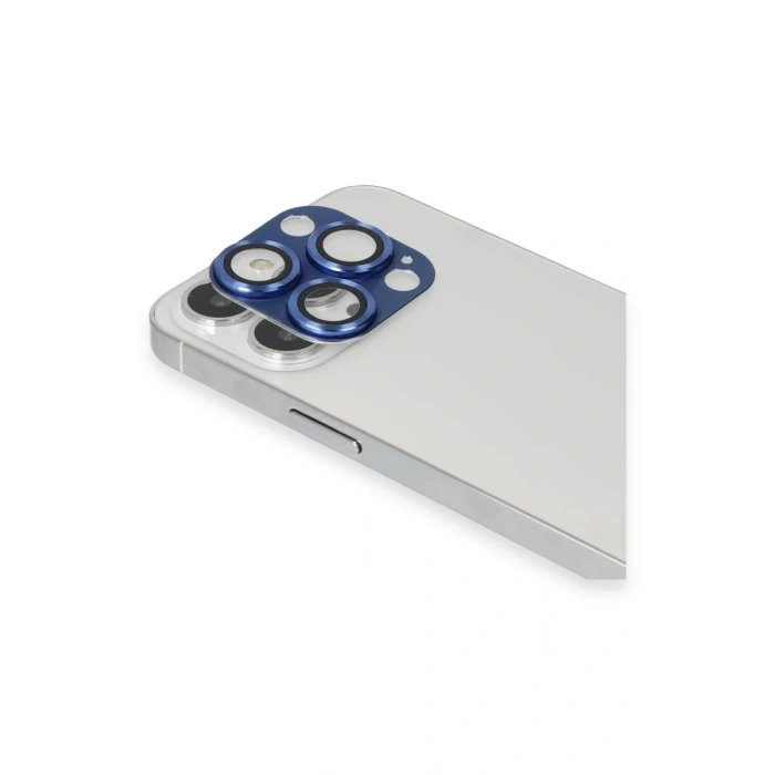 Hubrendy Bez Apple iPhone 13 Pro Max Pers Alüminyum Kamera Lens - Lacivert
