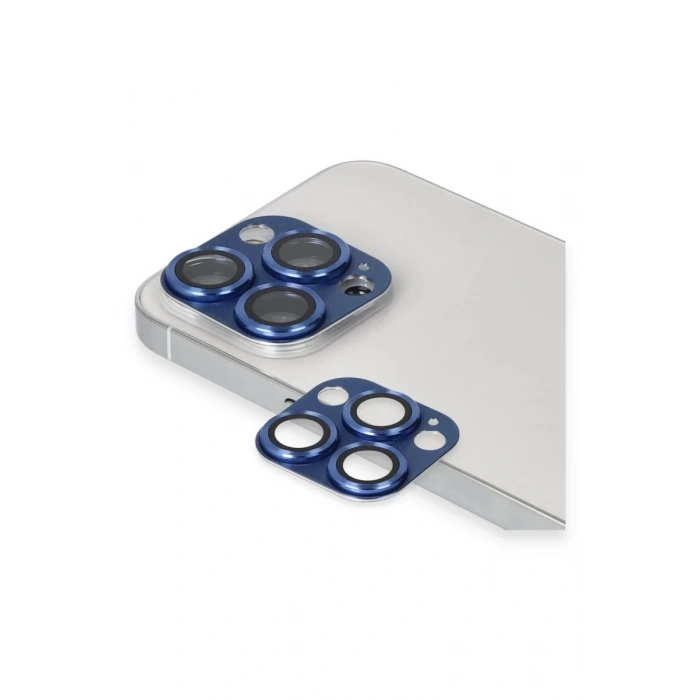 Hubrendy Bez Apple iPhone 13 Pro Max Pers Alüminyum Kamera Lens - Lacivert