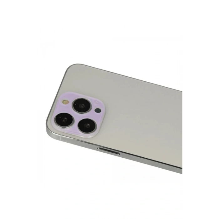 Hubrendy Bez Apple iPhone 13 Pro Max Rainbow Kamera Lens Koruma Cam - Mor