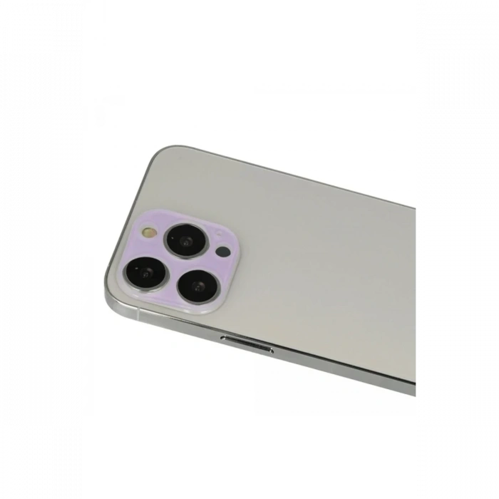 Hubrendy Bez Apple iPhone 13 Pro Max Rainbow Kamera Lens Koruma Cam - Mor
