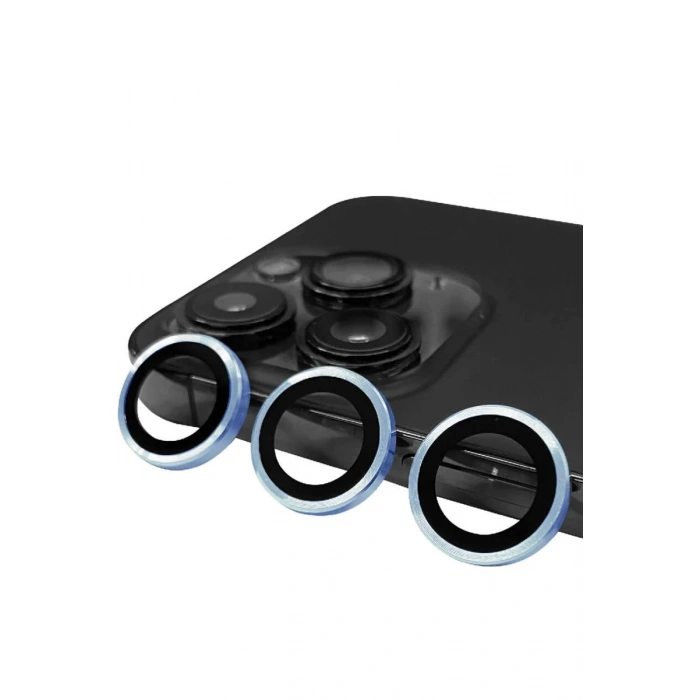Hubrendy Bez Apple iPhone 13 Pro Max Raze Metal Kamera Lens - Mavi