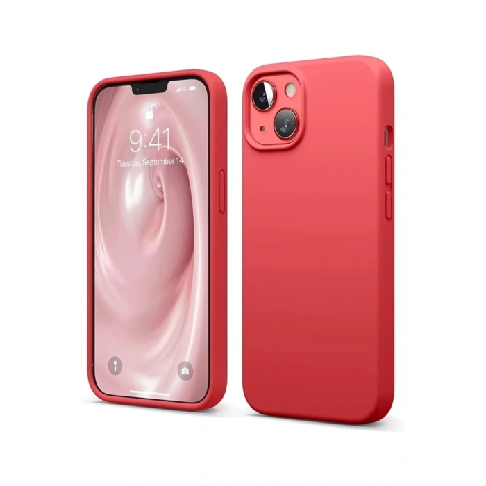 Hubrendy Bez Apple iPhone 14 Kılıf First Silikon - Kırmızı