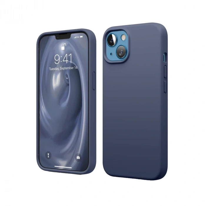 Hubrendy Bez Apple iPhone 14 Kılıf First Silikon - Lacivert