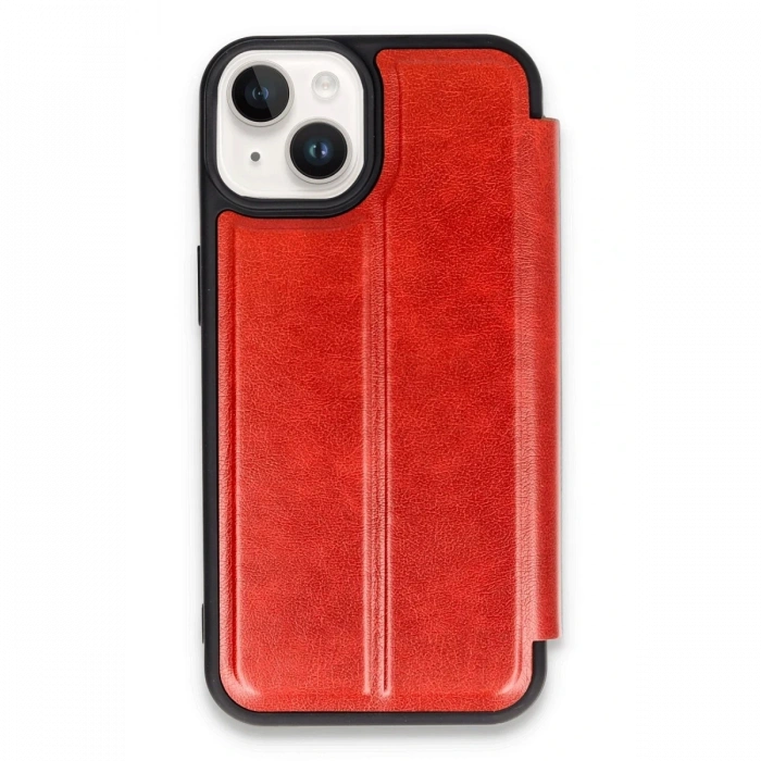 Hubrendy Bez Apple iPhone 14 Kılıf Flip Cover - Kırmızı